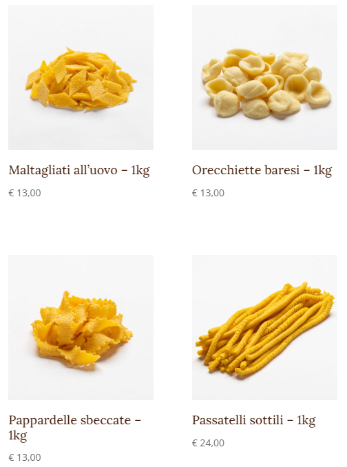 Pasta fresca con spedizione a domicilio